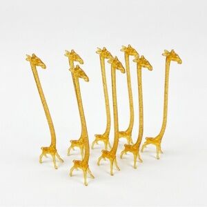 VINTAGE Amber Giraffe Swizzle Stick Cocktail Stirrers 6" Set of 8 Mid Century